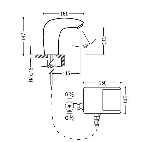 Змішувач сенсорний для умивальника Tres Tronic 19290603 Hot/Cold, Хром - фото 3