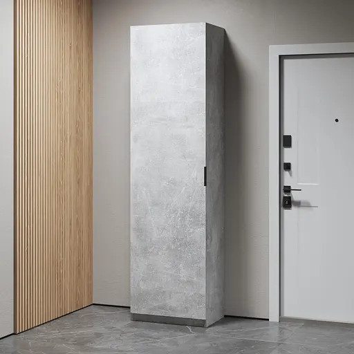 Шкаф пенал Vays с выдвижной вешалкой и полками M-42 Бетон