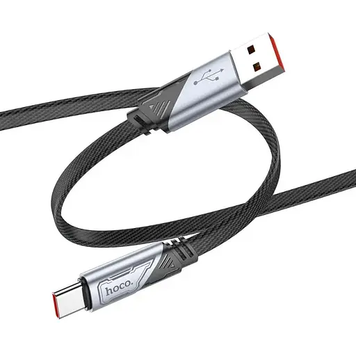 Кабель HOCO U119 USB to Type-C 5A, 1.2m, nylon, aluminum connectors, Black - фото 3