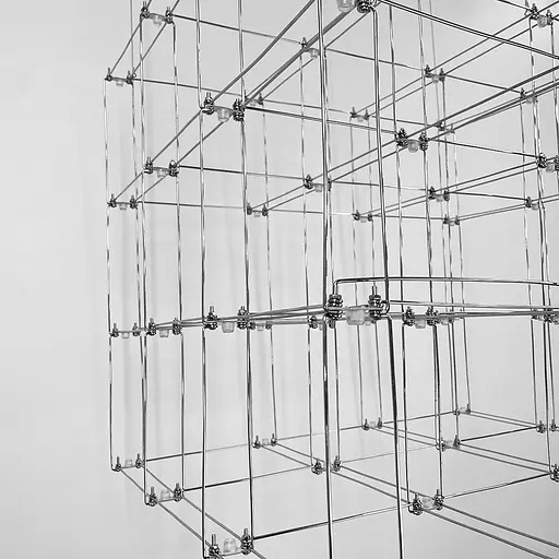 Срібна геометрична люстра у формі паралелепіпеда 120*60*60 см | Арт. MJ 199-1200*600*600 CH | Line F - фото 3