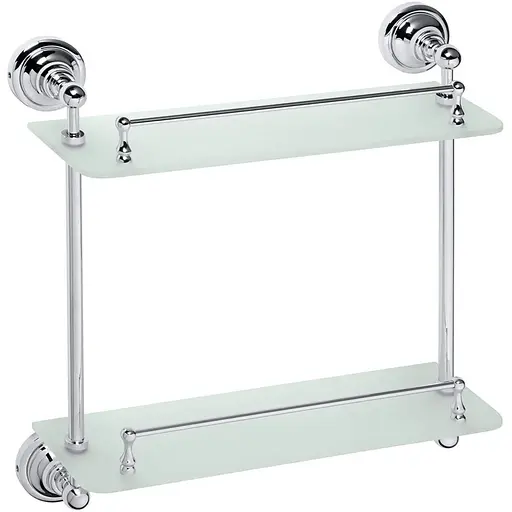 Полка Bemeta Retro двойная стеклянная хром 144301122, Белый - фото 1