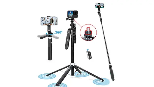 Монопод трипод беспроводной XO PRO Series P180 mini 160 см с Bluetooth пультом ДК черный - фото 2