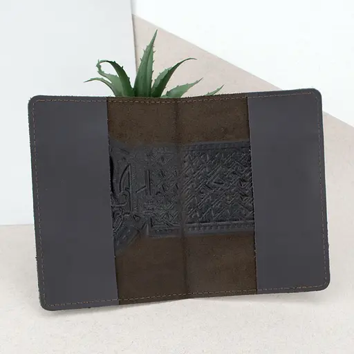 Обложка на паспорт кожаная с гербом HC0075 коричневая - фото 2