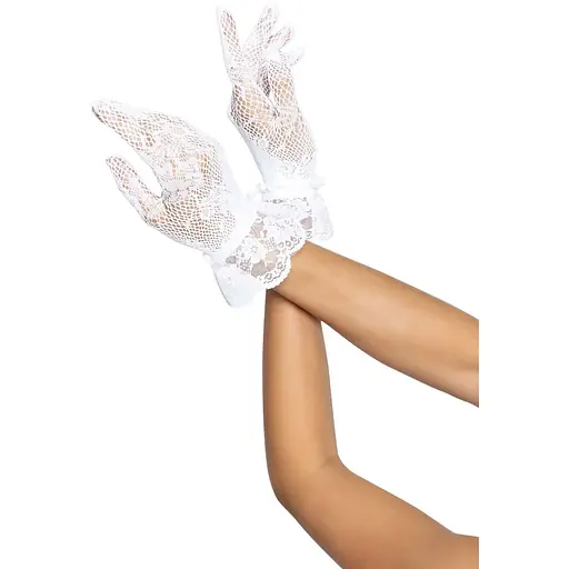 Перчатки Leg Avenue Floral lace wristlength gloves White - фото 3