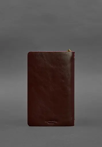 Кожаный блокнот (софт-бук) 8.0 на резинке бордовый краст - фото 4