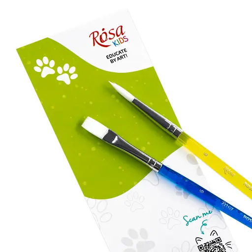 Набір пензлів №2 синтетика 2шт кругла (№6) плоска (№6) Rosa Kids - фото 2