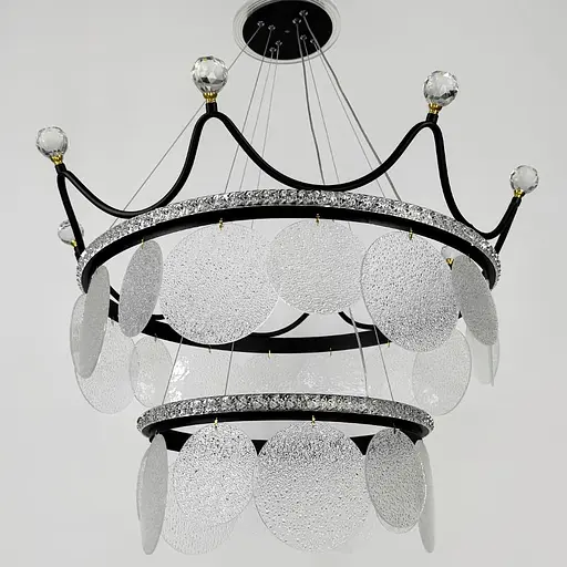 Підвісна чорна люстра у вигляді корони Ø 68 см | Арт. NO2-680 BK | Line F - фото 7