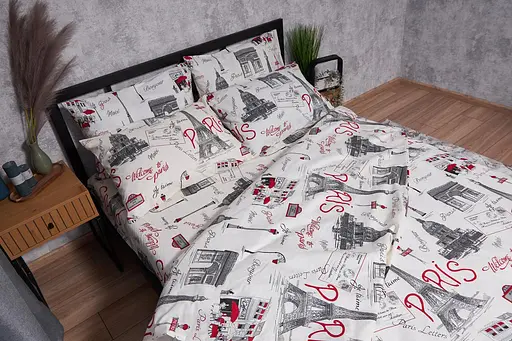 Комплект постельного белья Moon&Star Бязь Gold Люкс Paris King Size 220x240 наволочки 4х70х70 - фото 5