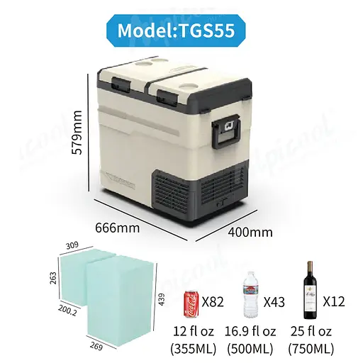 Компрессорный автохолодильник Alpicool TGS55 (55 литров, двухкамерный) - фото 6