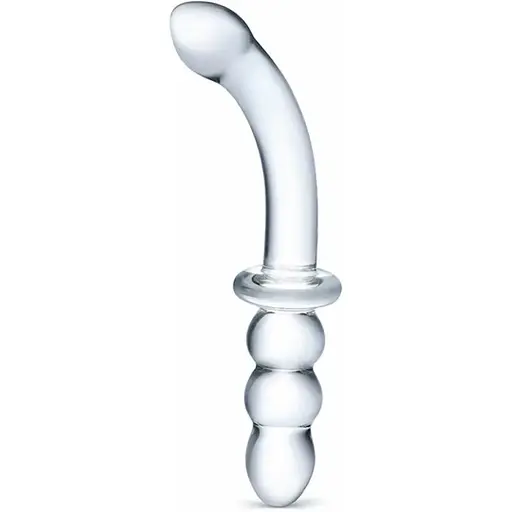 Двосторонній фалоімітатор G-Spot Glas Ribbed 20.3 см (прозорий)