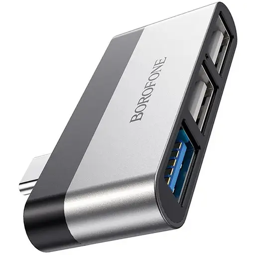Мульти адаптер хаб Borofone DH1 3в1 Type-C to USB 3.0 F/ 2 USB 2.0 F