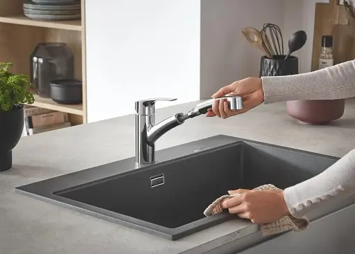 Змішувач для кухні Grohe Eurosmart з висувним виливом Хром 30412 - фото 6