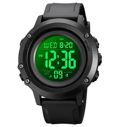 Чоловічий спортивний годинник Skmei 1966 (Чорний з чорним циферблатом) - фото 3