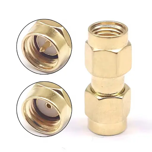 SMA переходник коннектор с RP-SMA male на SMA male со штырьком с 1-й стороны (100936)