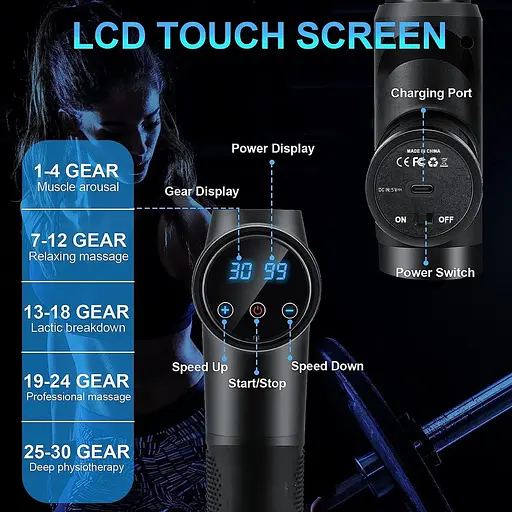 Массажный пистолет мышечный ударный 30 скоростей - фото 2