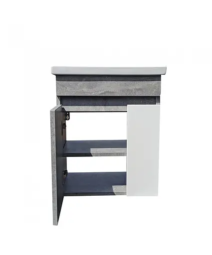 Тумба Мойдодир RIO 50-А з умивальником Como 50 бетон з білим підвісна Сірий - фото 4