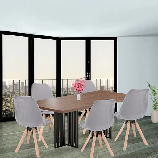 Стул Jumi Saida в скандинавском стиле с деревянными ножками серый - фото 9