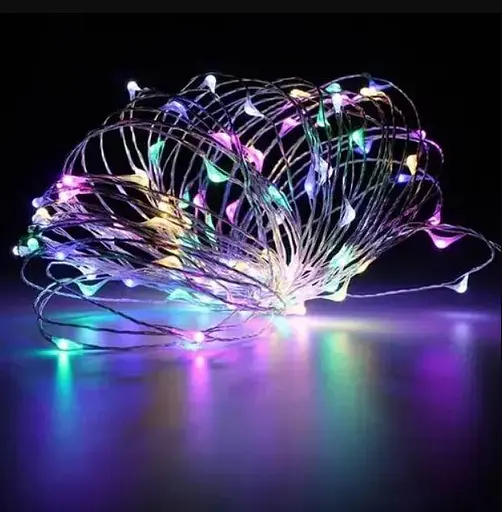 Світлодіодна гірлянда нитка крапля роси 4.5 м 50 led батарейки RGB - фото 2