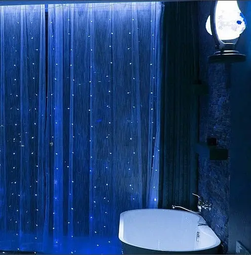 Гирлянда штора Роса 8х1.5м микродиод 600 Led лампочек, 40 нитей 220В (Синий свет) - фото 3