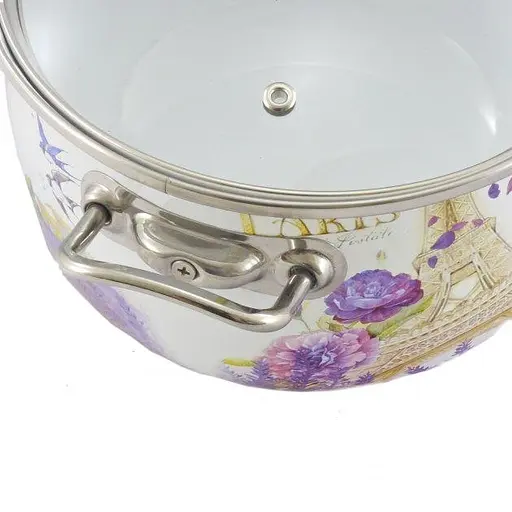 Кастрюля Interos эмалированная 5.7 л 24 см глубокая с крышкой Лаванда (16707) - фото 3