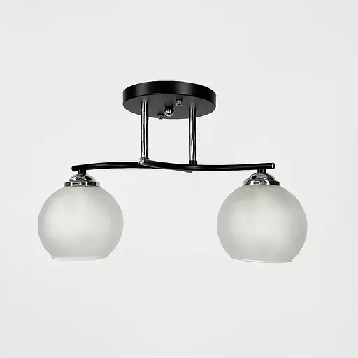 Стельова люстра в чорному корпусі на 2 плафони 40х16 см | Арт. 50568/2B CH+BK+WT | Line F - фото 1