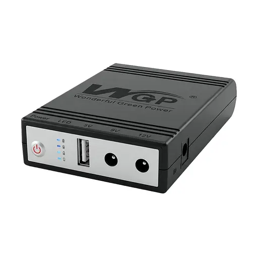Комплект Mini UPS с блоком питания: источник бесперебойного питания Mini UPS WGP UPS1032 Black 10400mAh 5V/9V/12V, Li-ion 4*2.6Ah, для роутера и оптического терминала и блок питания SPF-1202B 12V/2A (24W) (42-00261) - фото 2