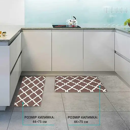 Коврики кухонные набор Lovely Svi 2 шт: 44x74 x1 см и 44 x119 x1см Коричневый - фото 5