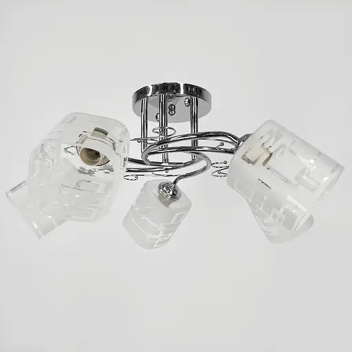 Серебряная люстра на 5 матовых плафонов с узором Ø 58 см Ст. 2286/5B CH | Line F - фото 1