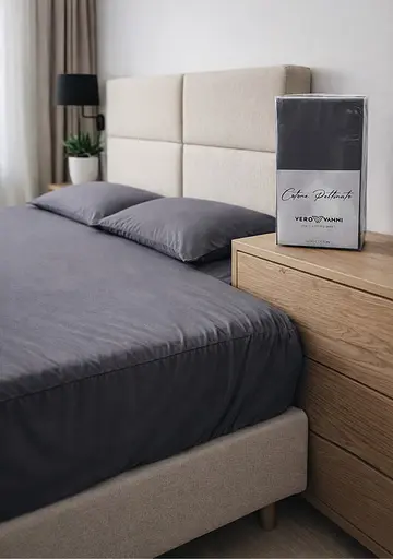 Простирадло на резинці 100х200+30 см темно-сірий