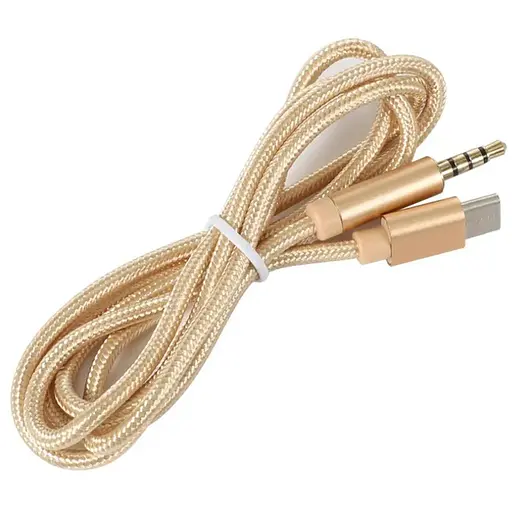 Кабель AUX Type-C-TRRS Audio 3.5мм Male/Male 1м Gold