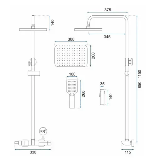 Душовя система Rea Rob з термостатом і виливом nikiel brushed REA-P6624, Нікель - фото 4