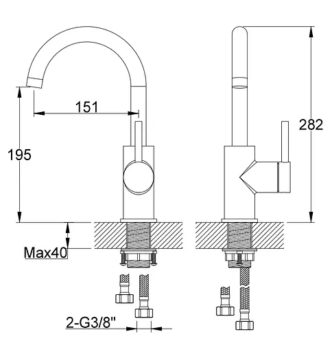 Смеситель для кухни Kohlman Axel Black QB150AB Черный матовый - фото 2
