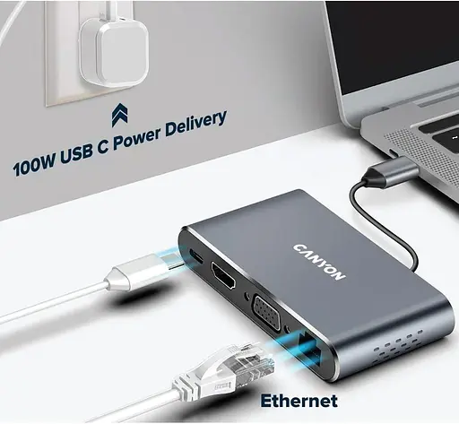 USB-хаб Canyon 8-in-1 USB-C (CNS-TDS14) - фото 4