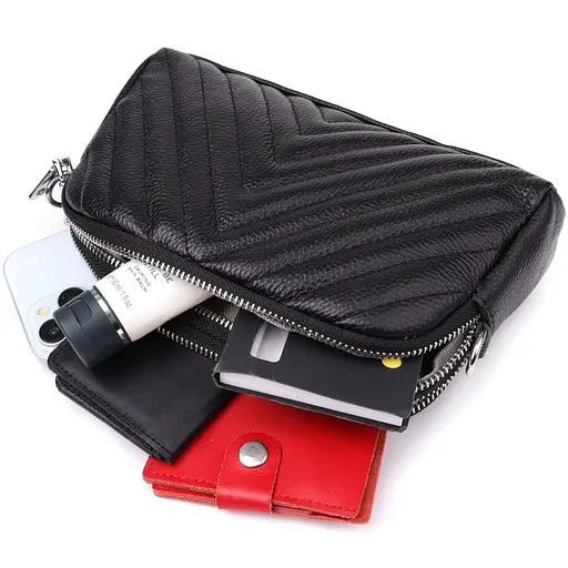 Сумка Vintage прошита треугольниками из натуральной кожи 22х13х6.5 см sum0027518 - фото 8