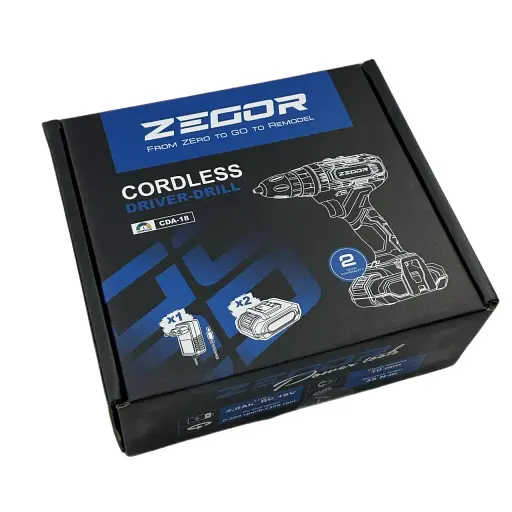 Шуруповерт аккумуляторный универсальный Zegor CDA-18/18В/35 Нм/две скорости/2 батареи 18 В 2 Ач/Реверс/Подсветка
 - фото 11