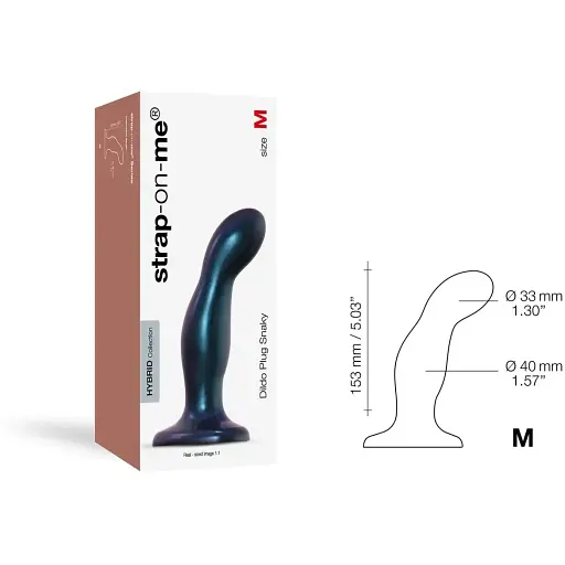 Насадка для страпону Strap-On-Me Dildo Plug Snaky Metallic Blue M діаметр 4 см  - фото 3