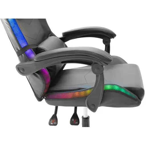 Геймерське крісло Grizzly з RGB LED підсвіткою 12 режимів чорне - фото 5