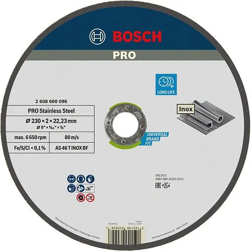 Диск відрізний Bosch Expert for Inox 230х22.23 мм (2.608.600.096)