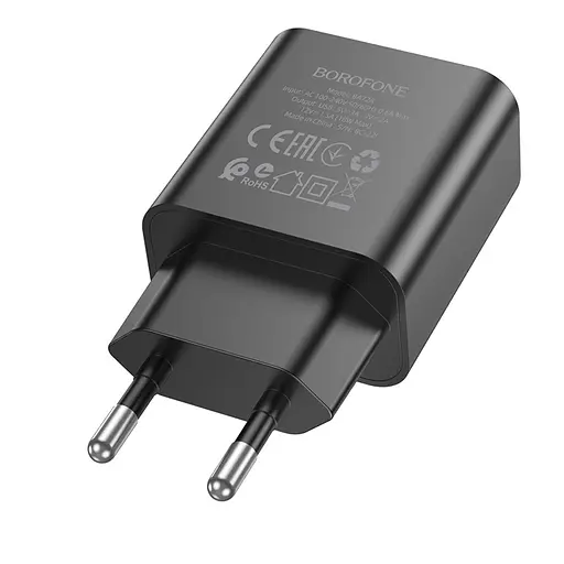 Зарядное устройство для Borofone BA72A USB QC 18W черный. - фото 4