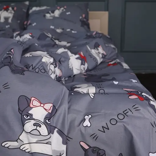 Комплект постельного белья MirSon Бязь 17-0663 Cute Pug 2 x 143 x 210 см серый (2200010011364) - фото 2