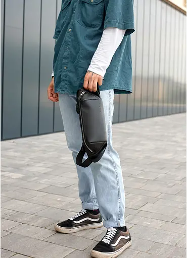 Мужская сумка через плечо бананка Sambag Holster MSH черная 36×14×4 см (87113001m) - фото 3