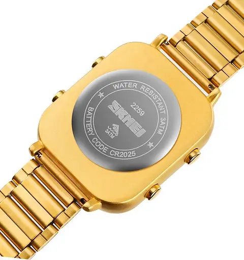 Чоловічий наручний годинник Skmei 2259 (Золотистий з чорним) - фото 6