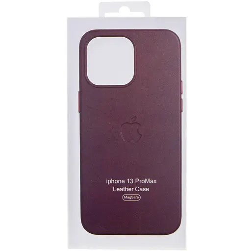 Шкіряний чохол Epik Leather Case AA Plus with MagSafe для Apple iPhone 13 Pro Max 6.7 Dark Cherry - фото 6
