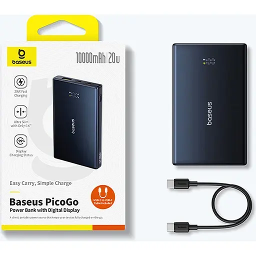 Зовнішній акумулятор Baseus PicoGo 10000mAh 20W Cosmic Black P10076801123-00 (132855) - фото 6