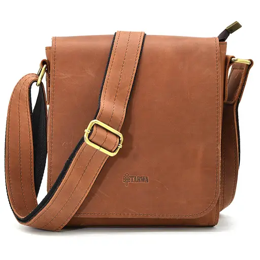 Кожаная мужская сумка через плечо TARWA 26х22х6 см nsa0001278 - фото 4