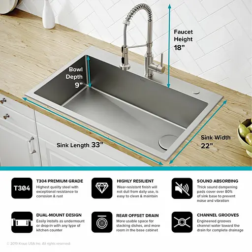 Комплект кухонний Kraus Loften KCH-1000, Нержавіюча сталь - фото 6