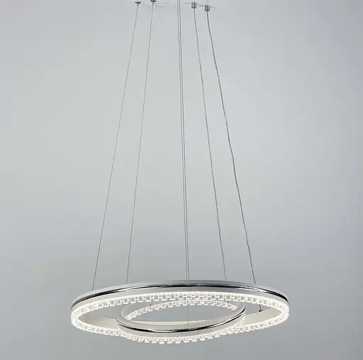 Біла LED люстра на 2 кільця з хромованою смужкою Line.F A 55060/2P WH+CR - фото 2