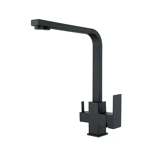 Змішувач для кухні на дві води Zerix KUB-021 Black ZX4856 Чорний матовий - фото 1