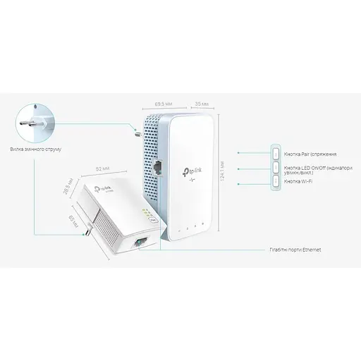 Комплект адаптеров TP-Link Powerline TL-WPA7517KIT (TL-WPA7517 + TL-PA7017) AC1200, AV1000, 1xGE MESH - фото 9