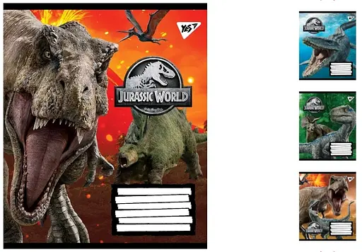 Зошити учнівські 12 аркушів лінія. YES Jurassic World. Genetic failure, 25 шт. в упаковці